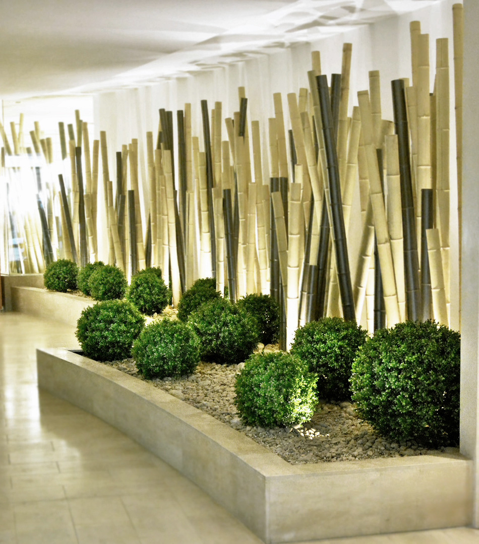 644 fake landscapes lobby NW3 buxus and bamboo