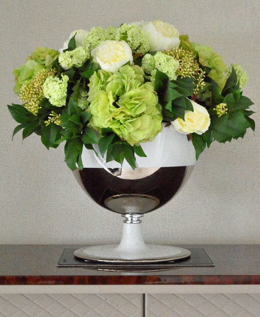 804 fake landscapes soft green dome arrangement in clients vase